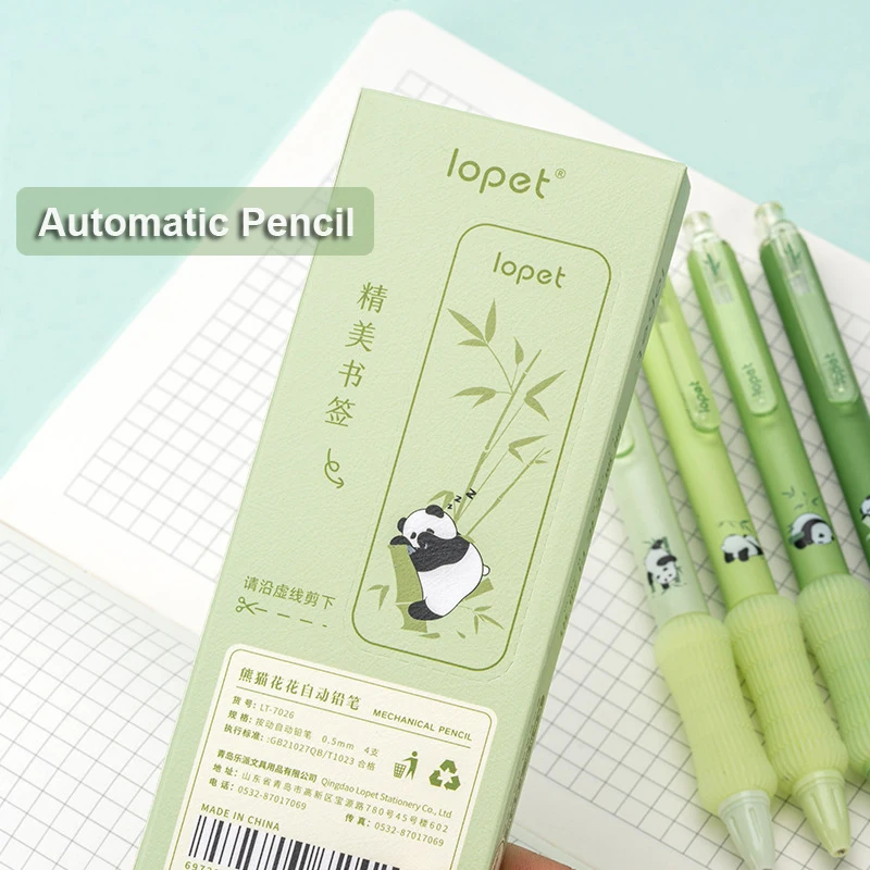 4PCS/Set Panda Automatic Pencil Cute 0.5MM Pencil For Students Soft Touch Writing Pencil School Office Stationery Supplies New