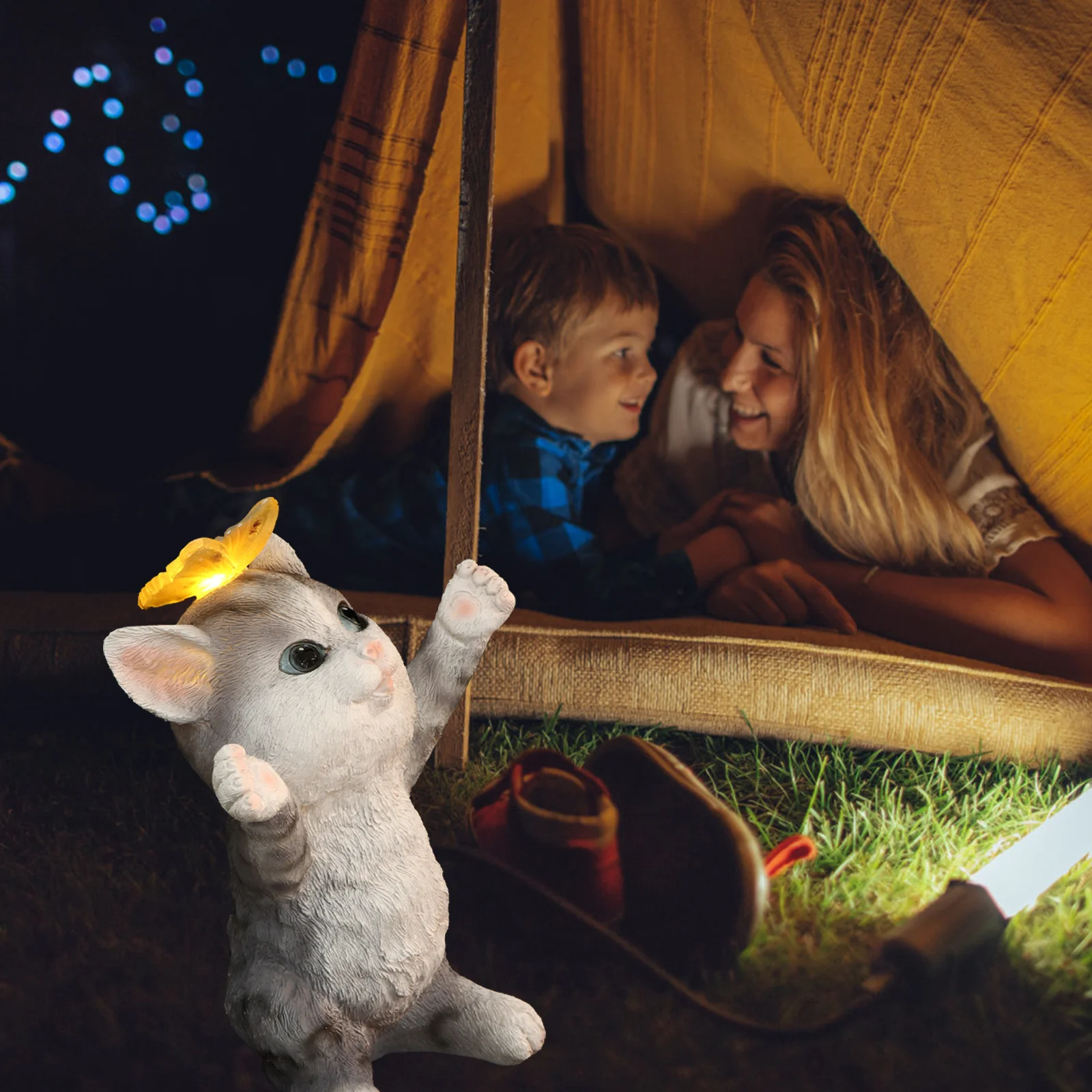 

1Pcs Cat Solar Lamp Resin Delicate Garden Decoration Outdoor Yard Solar Light Cat Decor for Lawn Party Garden Lamp Decor