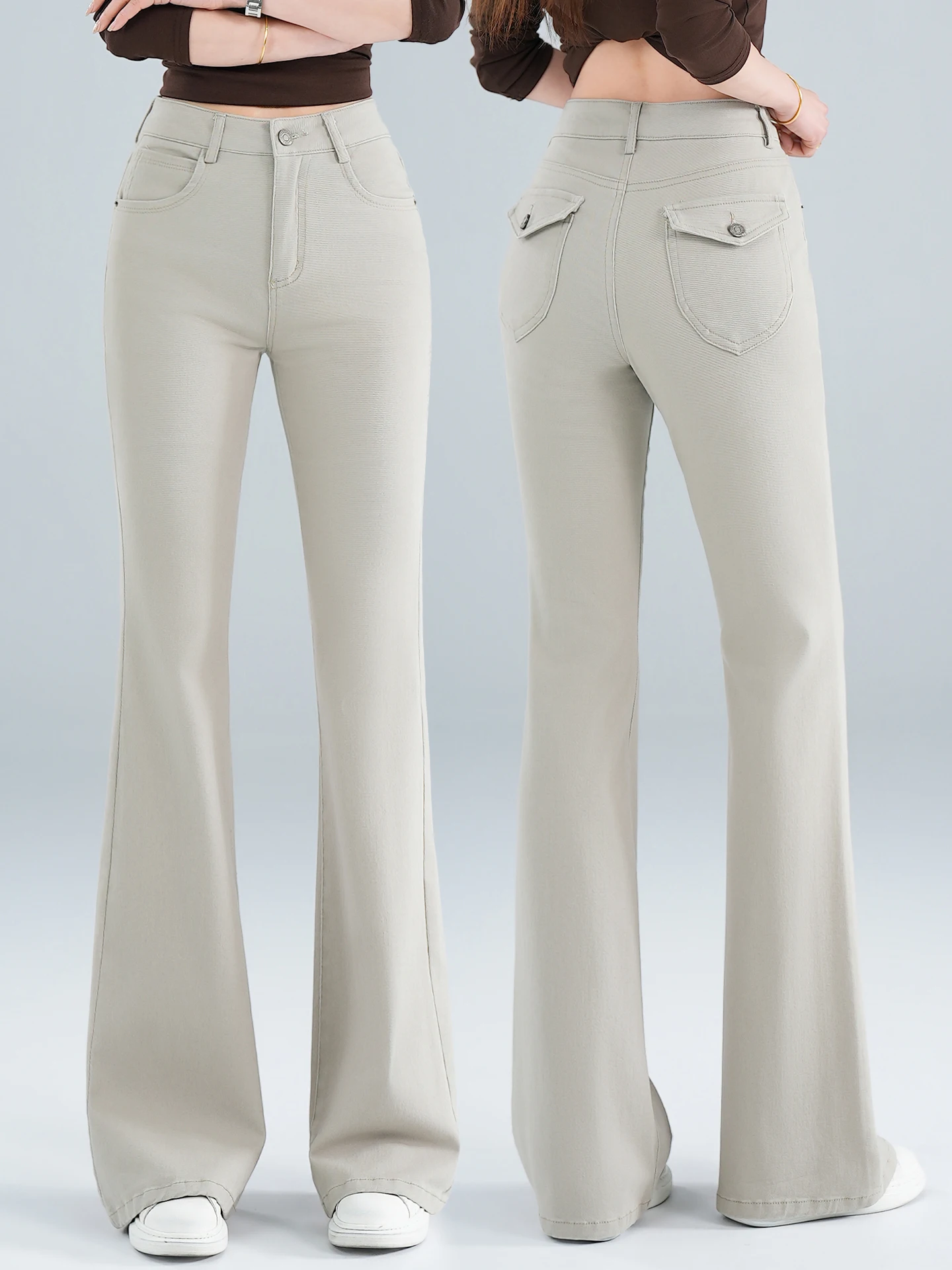 

Light Wash High Waist Bell Bottom Jeans Women's Spring Autumn 2026 New Small Size Slim Fit Hoof Pants Tapered Leggings