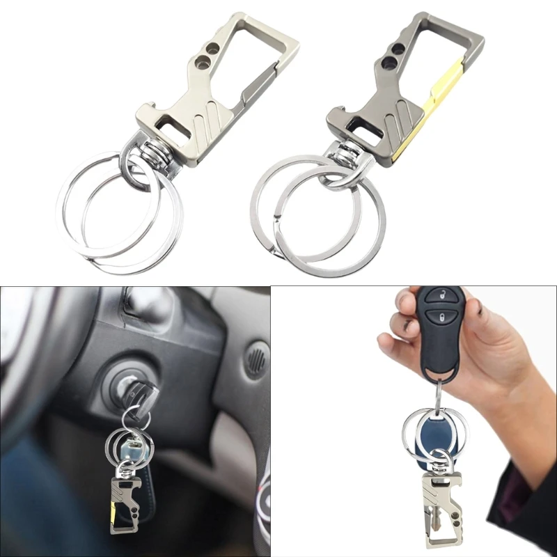 Auto Car Key Holder Heavy Duty Metal Keychains Multifunction Car Key Chains Carabiner Clip Bottle Opener 2 Key Rings