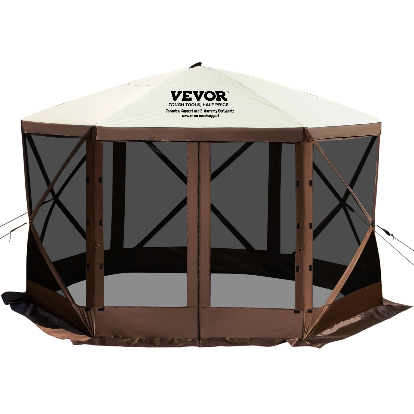 VEVOR Pop-up Camping Gazebo Camping Canopy Shelter 6 Sided 12' x 12' / 10' x 10' Sun Shade Tents & Canopies Camping & Hiking