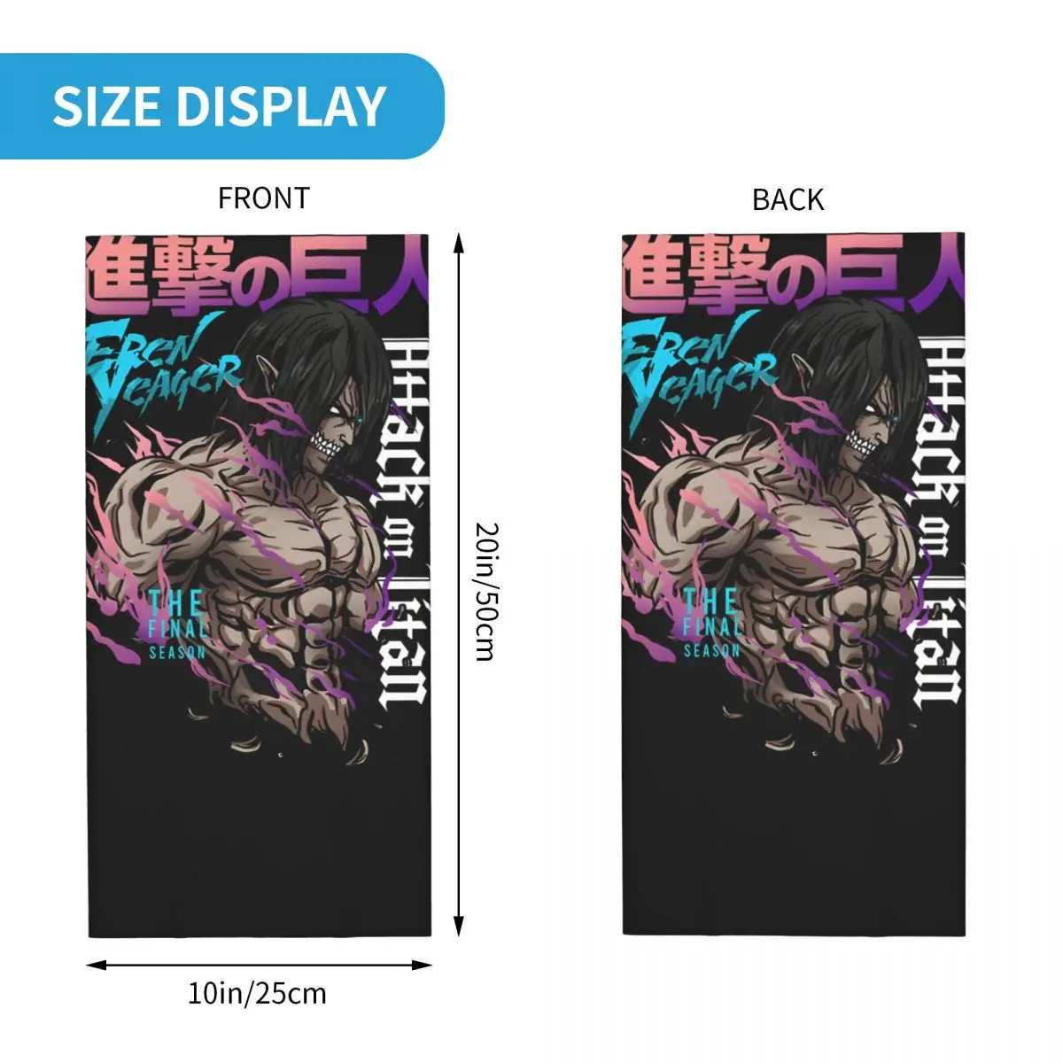 TATAKAE_ GRAPHIC T-SHIRT Motocross Bandana Neck Cover Printed Attack on Titan Face Scarf Balaclava Riding Unisex Adult Washable