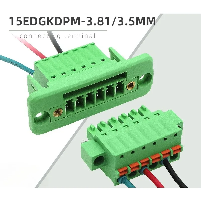5Sets JM15EDGWC3.81mm/3.5mm through-wall terminal block with panel frame screw-free spring EDGKDRP