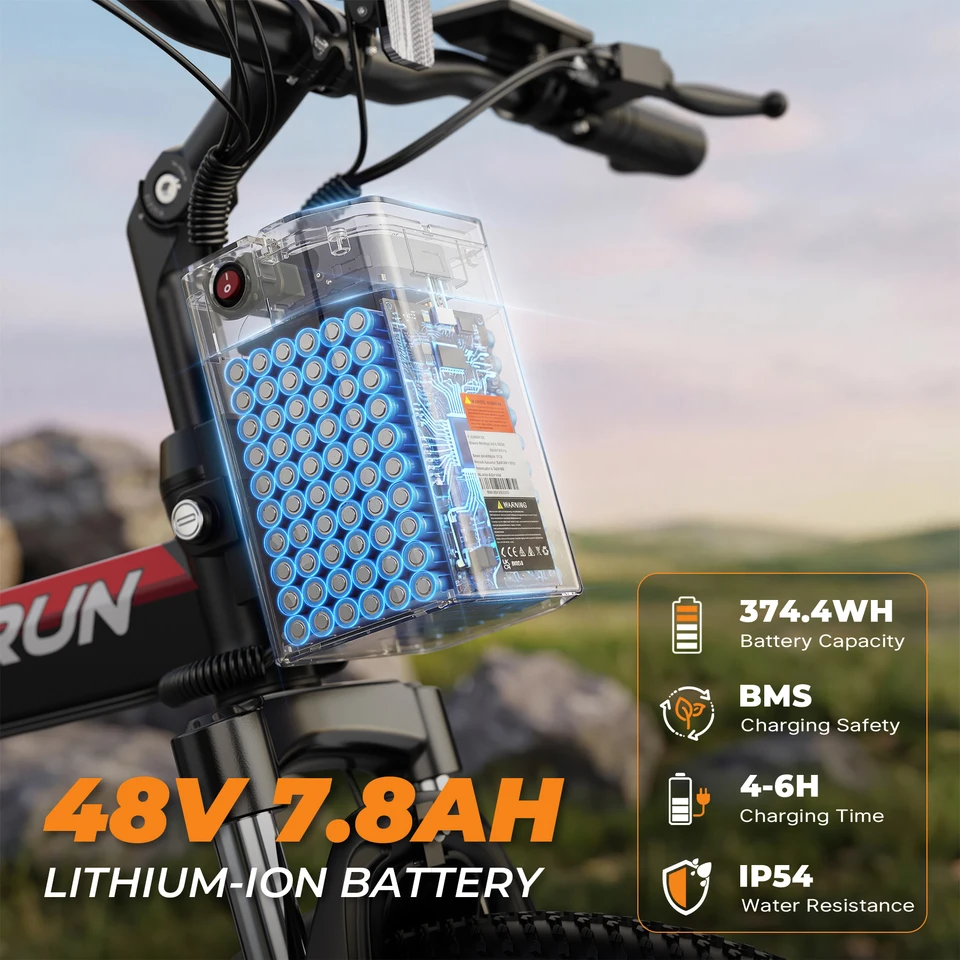 VARUN M26-3 Pro Adult Electric Bike, 750W Peak Power Electric Road Bicycle, 48V 7.8Ah Battery, 26" MTB Mountain Ebike, 20MPH image 7