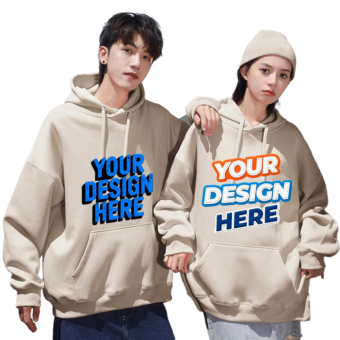 Novo inverno personalizado gráfico masculino de pelúcia hoodies gota ombro grosso moletom feminino impressão personalizada casual algodão pullovers