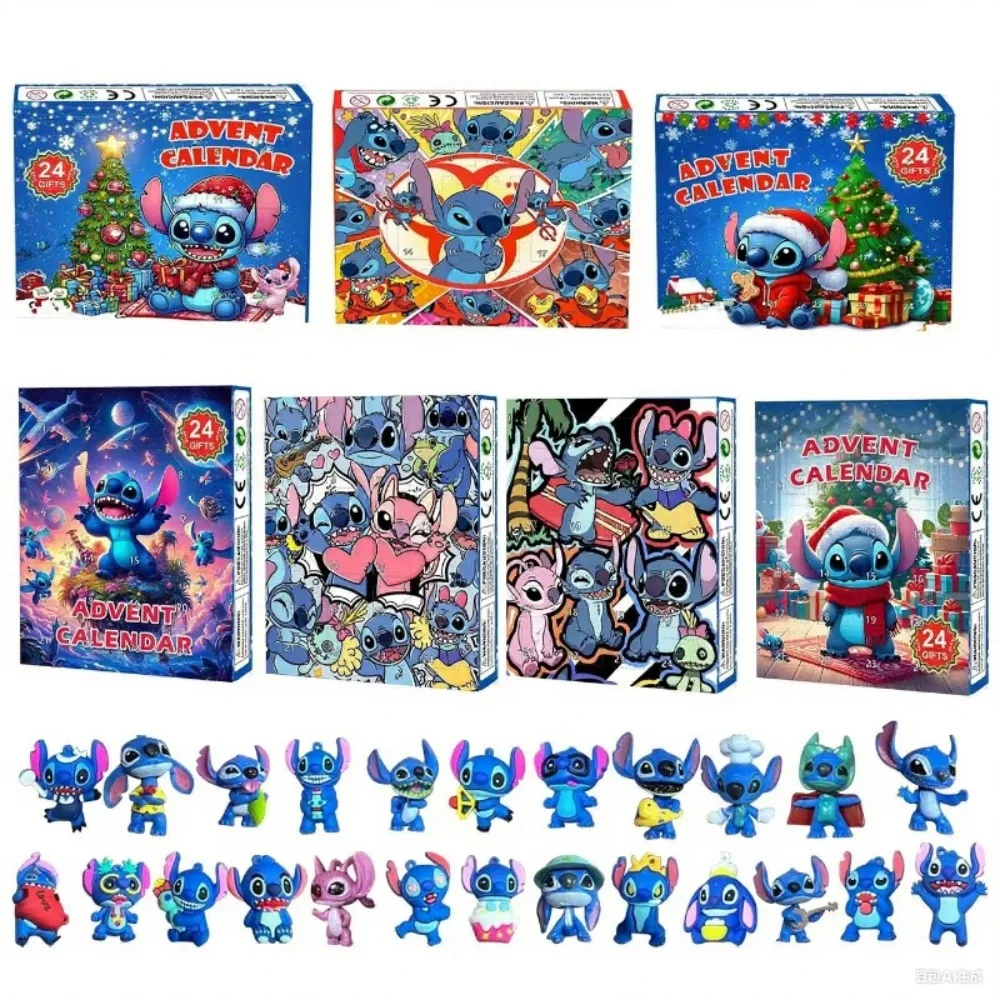 Stitch Christmas Adventskalender Lilo Stitch Blind Box 24-daags model Anime Nieuwjaar Blind Box Kinderspeelgoed Gift Guess Bag