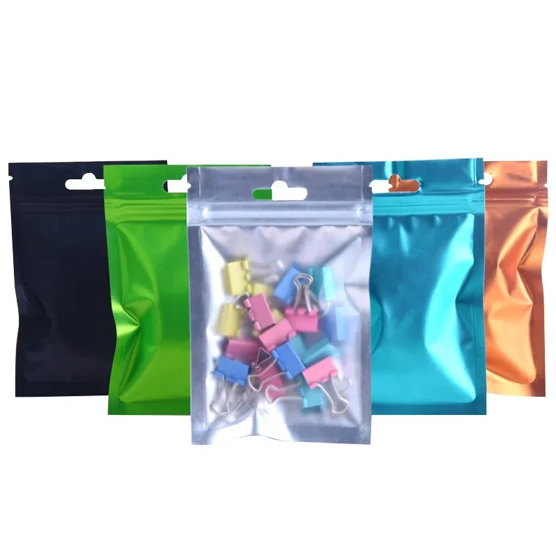 

100PCS Frosted Aluminum Foil Window Ziplock Bag Resealable Plastic Snack Candy Sugar Date Line USB Jewelry Gift Hanging Pouches