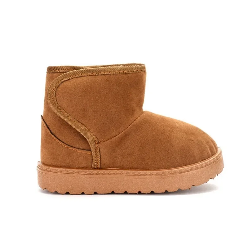 

Детская обувь, зимние сапоги для мальчиков, утепленная бархатная мягкая обувь, короткие сапоги на подошве для девочек, теплые однотонные низкие туфли на липучке