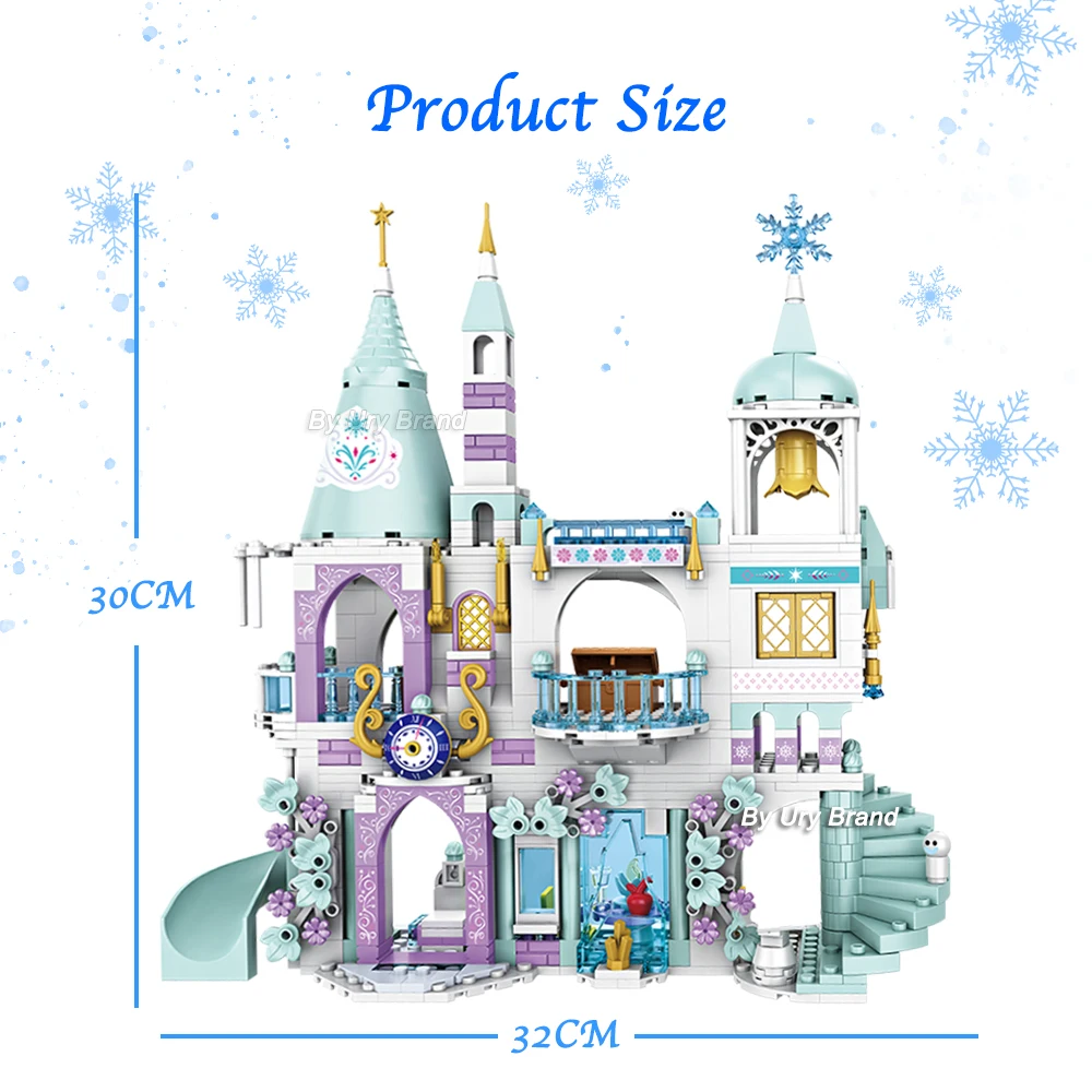 Friends Princess Luxury Ice castle Playground House film Winter Snow Horse Figures Building Blocks Set Toy for Girls regalo fai da te