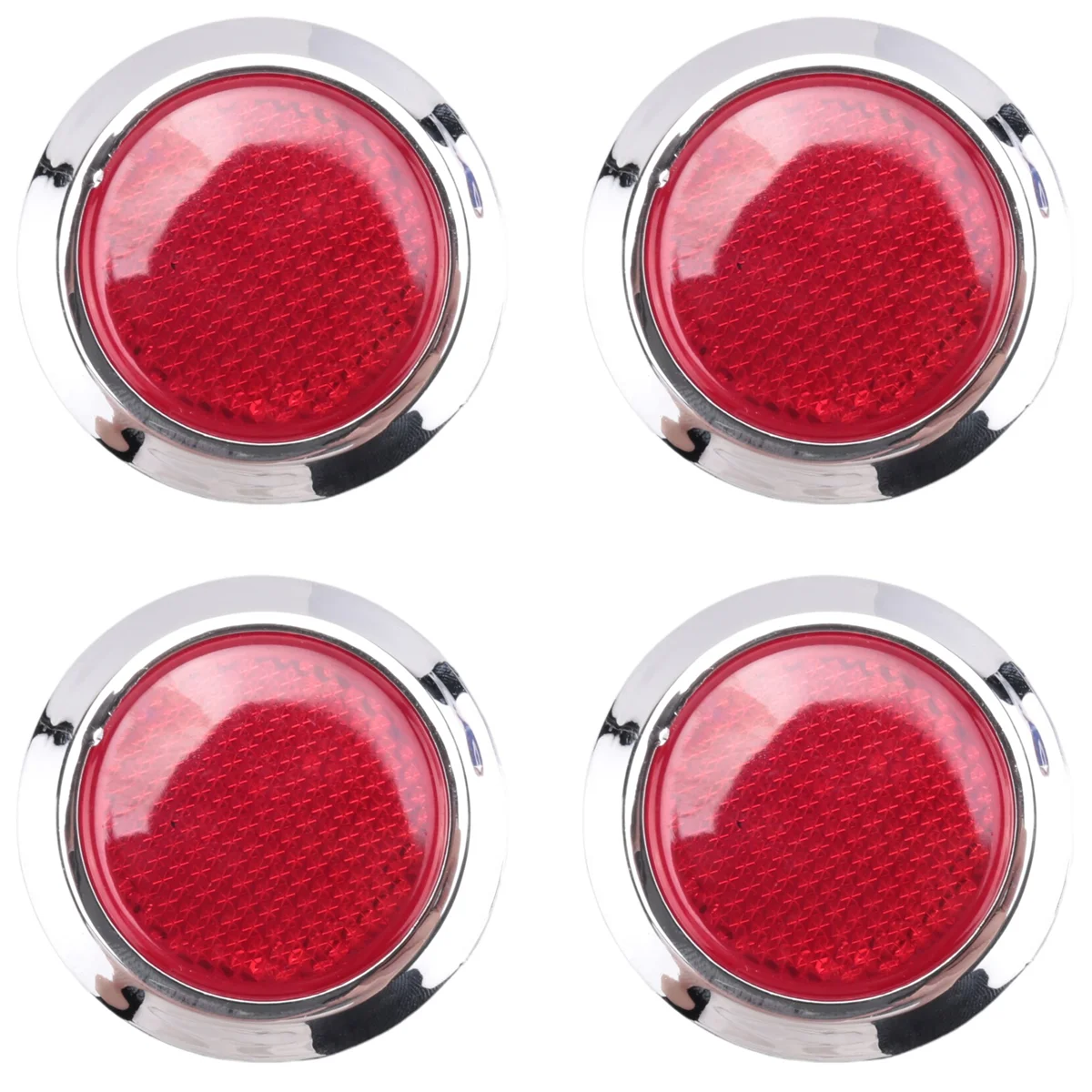 

4 Pcs Auto Car Plastic Round Reflective Reflector Sticker Red XY