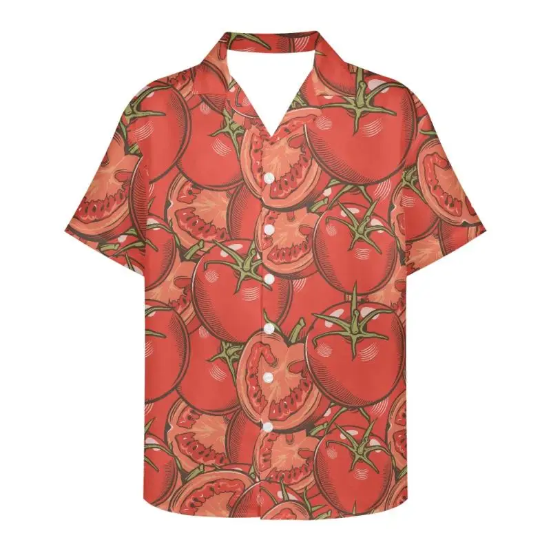 Tomato Shirt For Men 3d Fruits Printed Short Sleeve Male Shirt Lapel Button Men's Clothing Casual Fashion Tops Oversized Tshirt