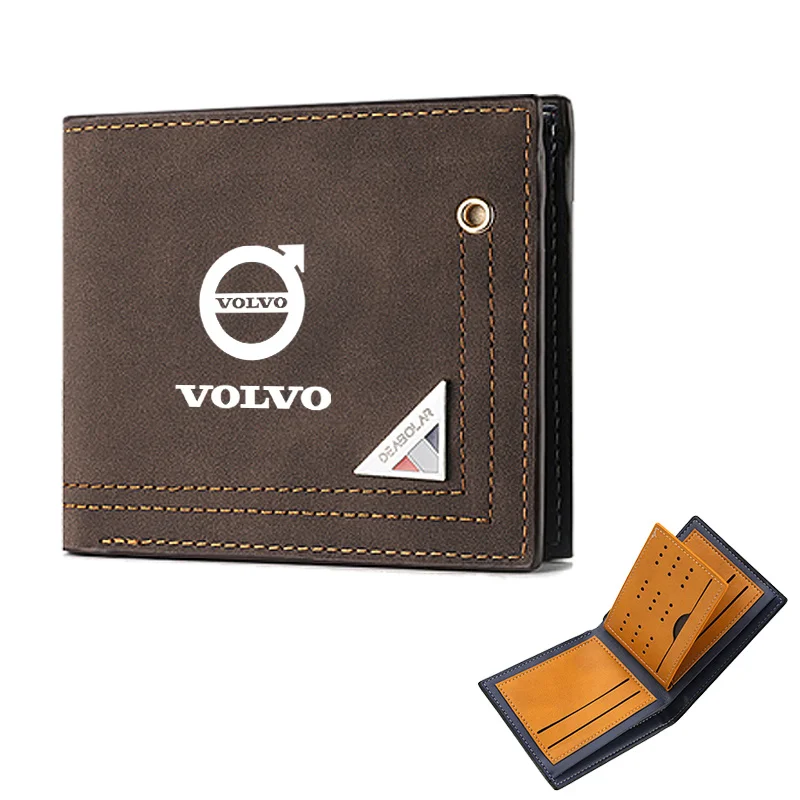 

Frosted Leather Car Logos Wallet Coin Pocket Photo Card Men Purses For Volvo XC90 V90 V60 XC60 V40 S80 S60 S90 C40 XC40 V70 XC70