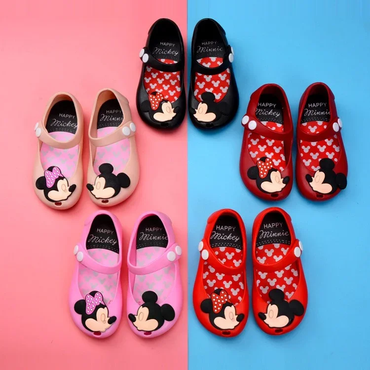 Toddlers Girls Sandals Beach Shoes Water Shoes Kids Half Sandals PVC Anti-skid Mickey Mouse Mini Melissa Jelly Shoes Princess