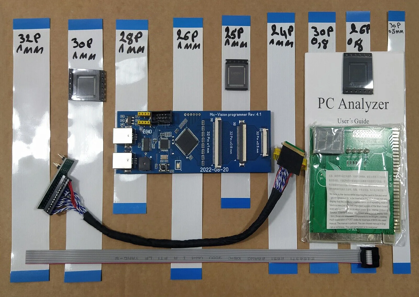 2024 ITE Ene Mic IO Programmer, ITE8586, KB9012, Nuvoton, EDID Ver 4.1 stable+ 3 IO CONTROLLER+1 pc analyzer card