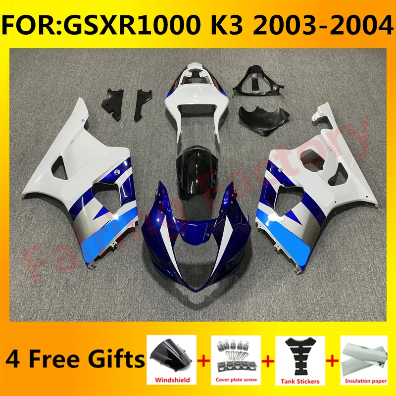 

NEW ABS Motorcycle Whole Fairing kit fit for GSXR1000 GSXR 1000 03 04 GSX-R1000 K3 2003 2004 full Fairings kits set blue white