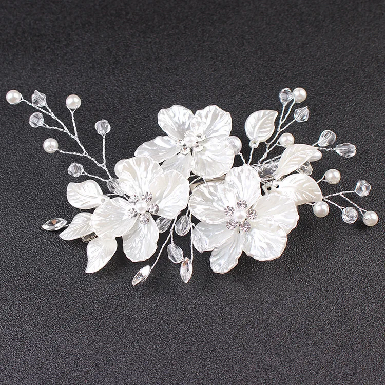 

NBFENFA Bridal Wedding Headpiece White Pearl Hairpin Wedding Dress Evening Dress Prom Dress Hair Accessories Tocado Novia Boda