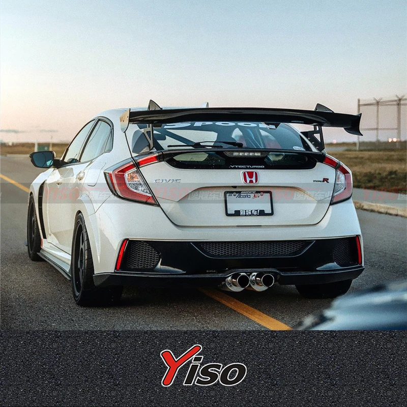 Per Civic TypeR FK8 FK7 Hatchback cucchiaio-stile in fibra di carbonio vetro GT spoiler corpo kit per FK8 tipo R cucchiaio ala splitter da corsa