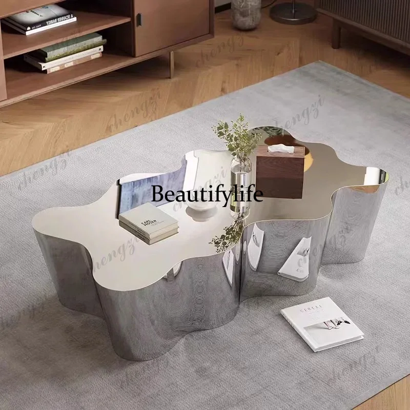G153 Metal Industrial Coffee Table Aesthetic Unique Minimalist Designer Side Table Modern Luxury Mesa Auxiliar Postmodern Furnit