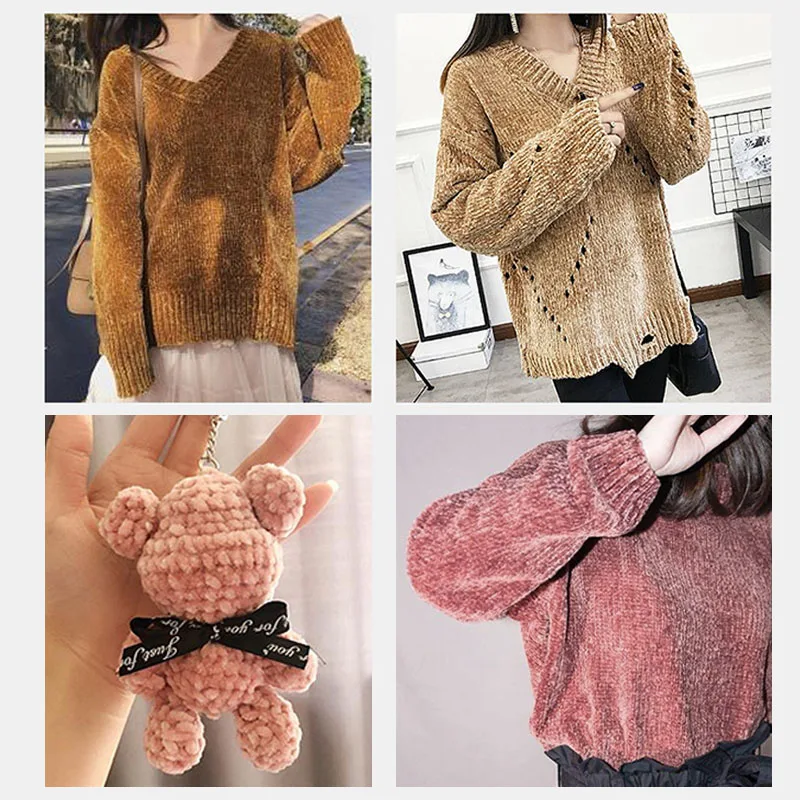 5pc Chenille Velvet Yarn Baby Plush Yarns Chenille Yarn for Knitting Crochet Woven Sweater Cardigan Hand Knitted Thick Threads