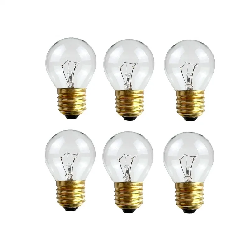 Paquete de 6 Bombillas Redondas G45 Tipo Globo, 40 Vatios, E27, Bombillas Incandescentes de Repuesto para Electrodomésticos Pequeños, Horno, Microondas 2026