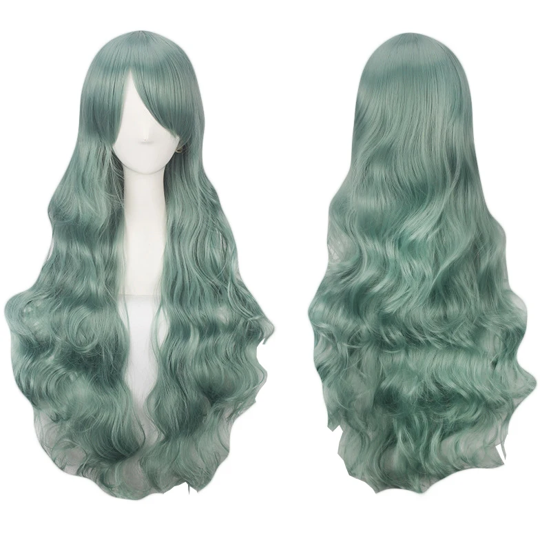 A 32-Inch Curly Wavy Cosplay Synthetic Wig With Bangs Is Suitable For Playing Halloween Costumes Like Lolita In Anime And Games