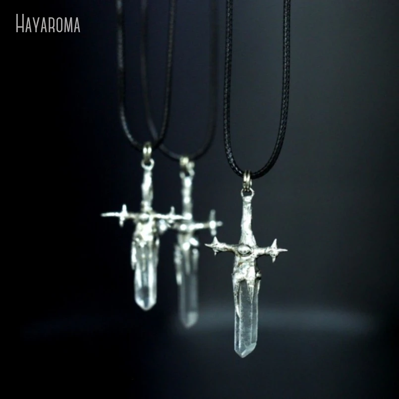 10Pcs Organic Claws Bubble Claw Free Form Ensiform Thorns Point Sword Brutalist Handmade Strength Clear Crystal Necklace