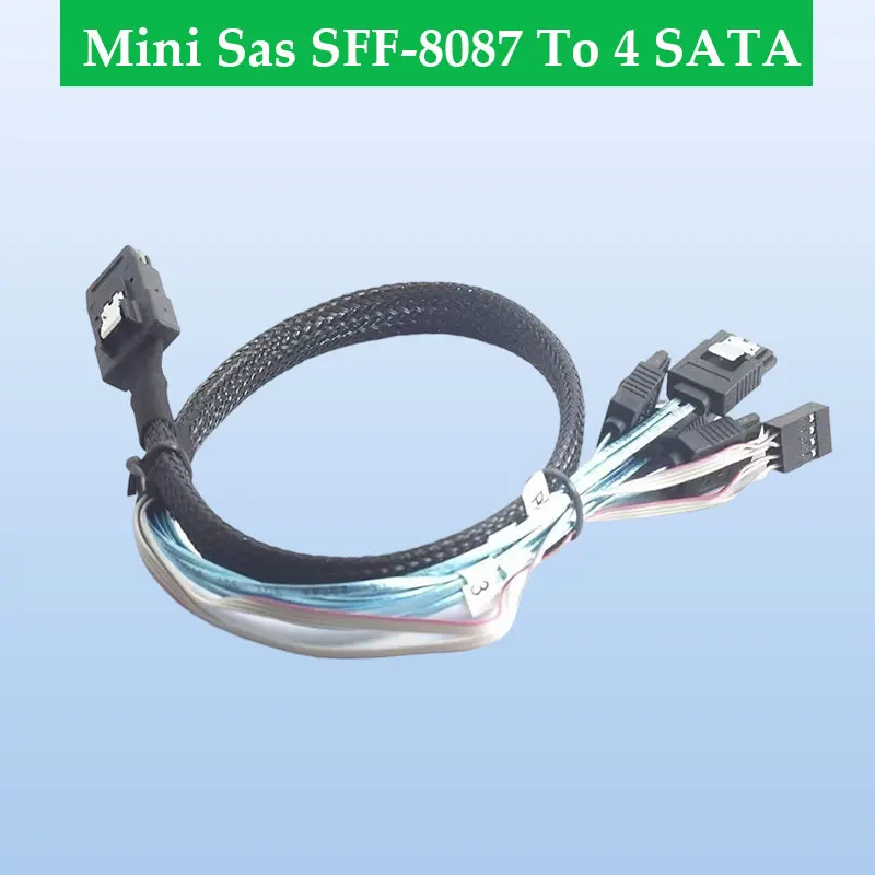 ADT-Link Mini Sas SFF-8087 To 4 SATA with Sideband Side Load Power Server Storage Cable-High Voltage Resistance 300V DC