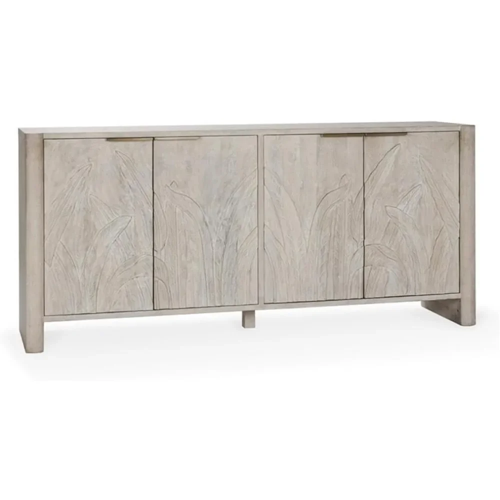 

82" Solid Wood White Washed Buffet Sideboard