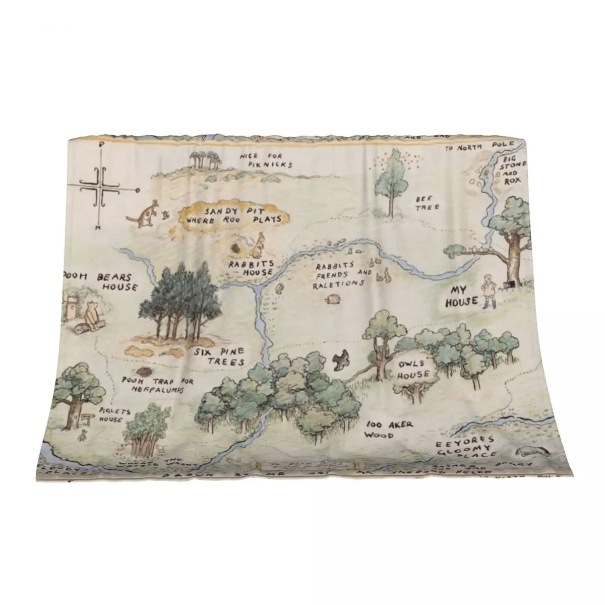 

Hundred Acre Wood Map Throw Blanket Extra Large Throw Personalized Gift Vintage heavy to sleep Blankets