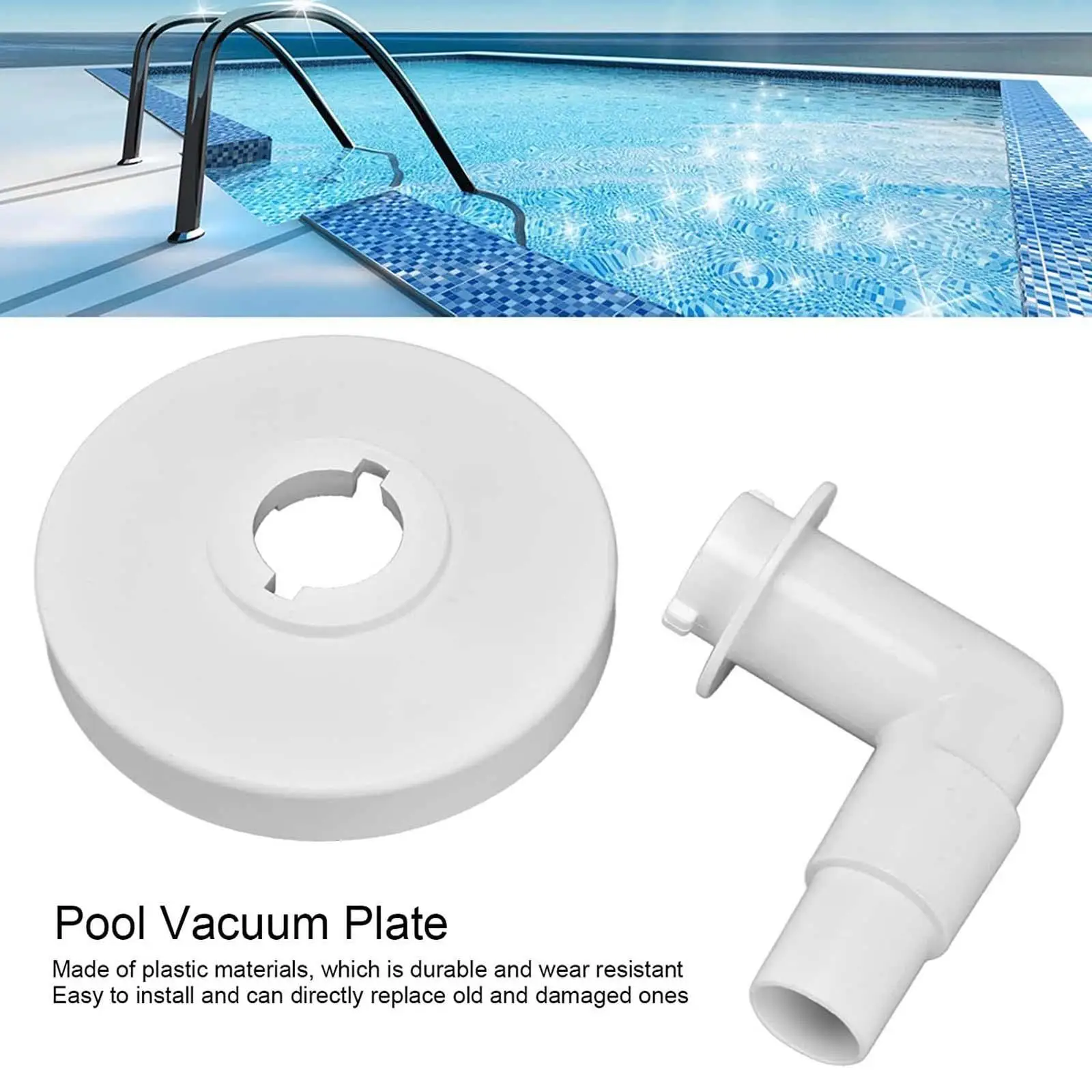 Pool Skimmer Vacuum Plate with 90 Degree Elbow above Ground Pool Easy Installation Part Reliable Replacement for SP1096 Skimmer