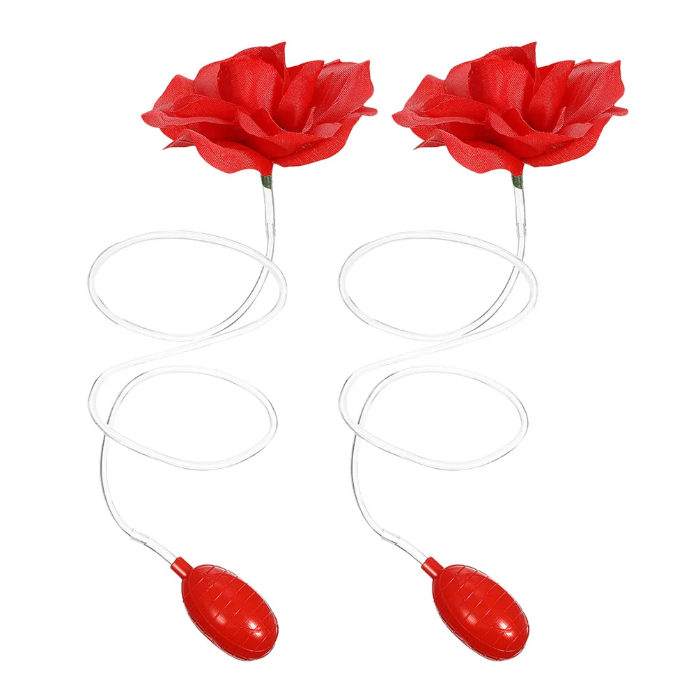 

2Pcs Prank Squirt Rose Realistic Artificial Flower Party Prank Set April Fool Halloween Squirt Water Red Rose Pranks for Kids