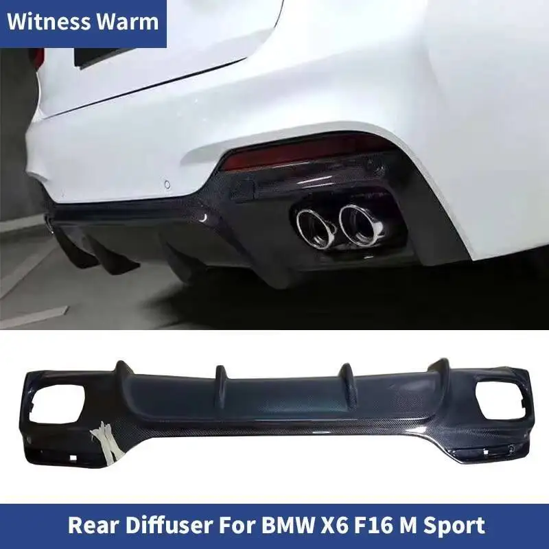 Becquet de lèvre de pare-chocs de diffuseur arrière en Fiber de carbone pour BMW F16 X6 avec m Sport Edition Kit de carrosserie séparateur 2014 2015 2016 2017 2018
