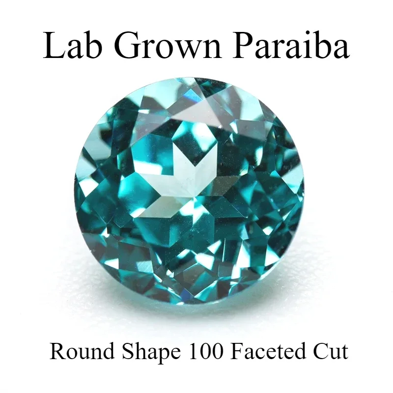 Piedra preciosa cultivada en laboratorio de corte facetado 100 de forma redonda Paraiba cultivada en laboratorio para materiales de fabricación de joyas Diy certificado AGL seleccionable