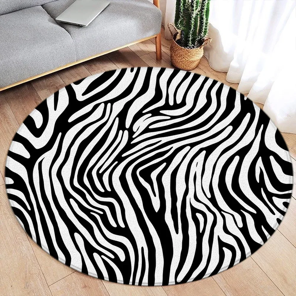 Brown Leopard Print Round Rug – Soft Flannel Animal Fur Pattern Carpet for Women’s Living Room & Bedroom Decor