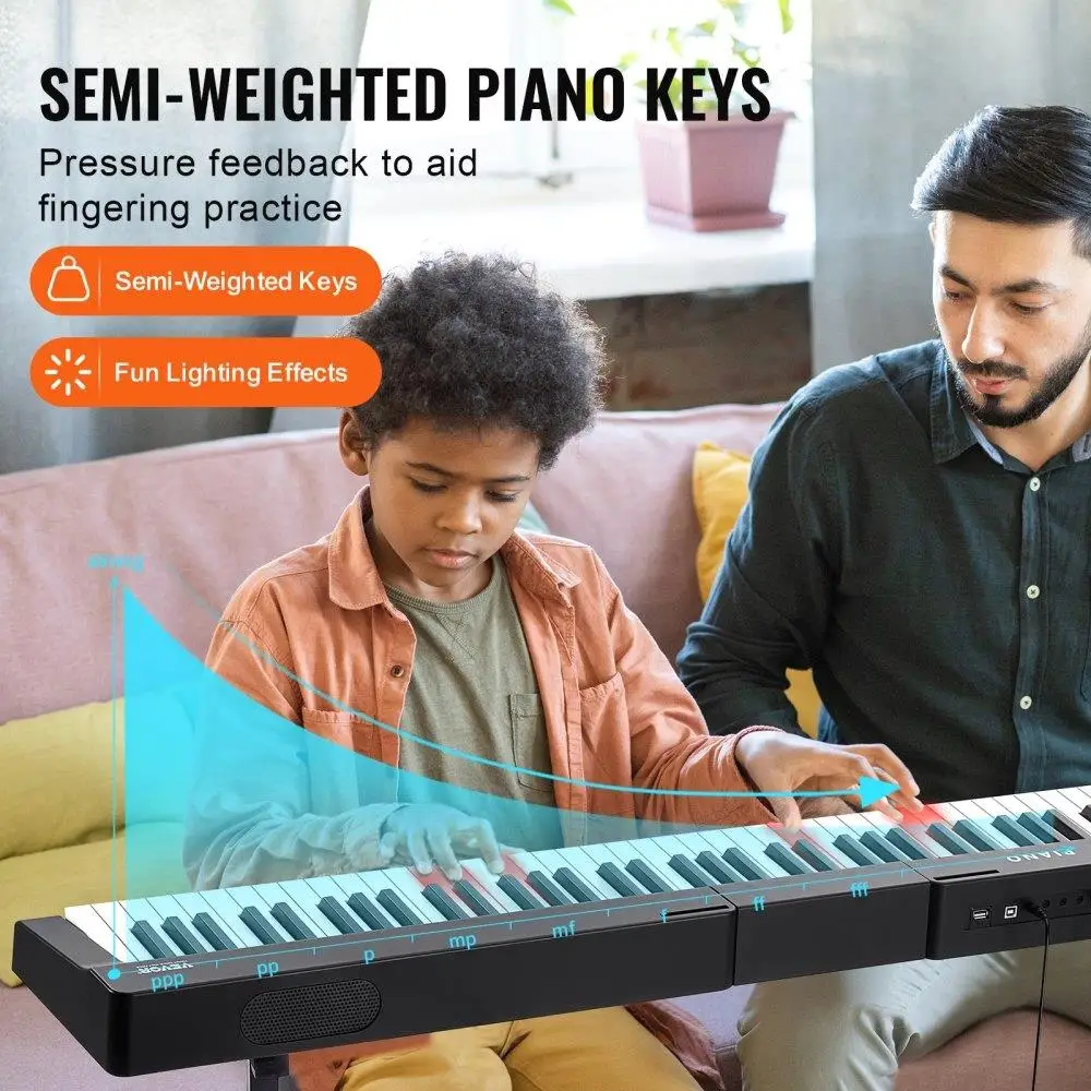 Full-Size 88-Key Semi-Weighted Digital Piano Keyboard - Portable Electric Music Instrument