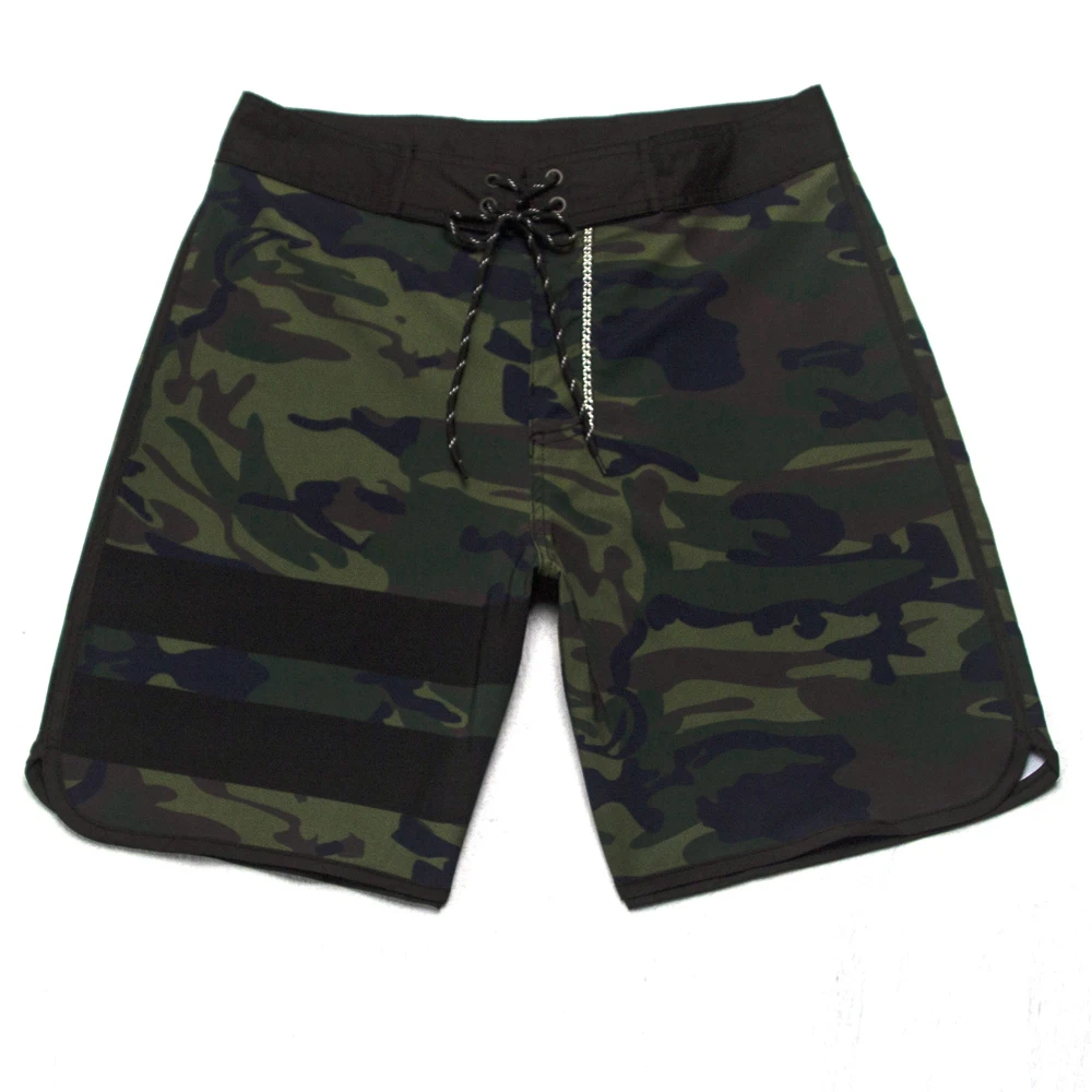 Newest Outdoor Army green Camouflage Men's Stretch Shorts Beach Quick dry Swimming Trunks Waterproof Surf Boardshorts Bermuda