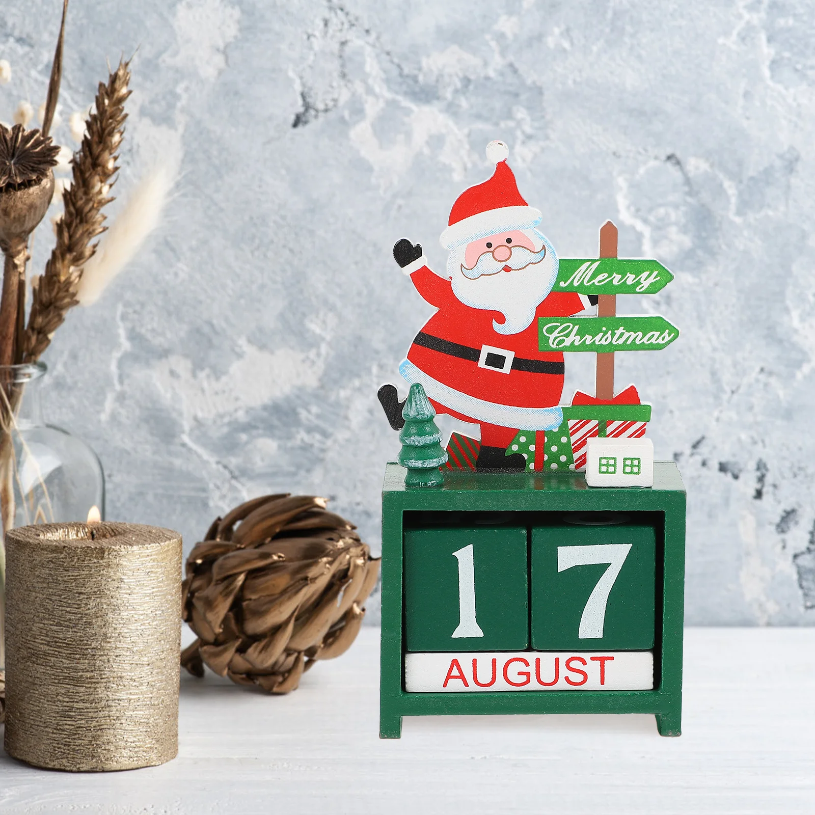 

1Pcs Wooden Christmas Snowman Calendar Creative Xmas Desktop Decoration for Home Office Festival Themed Adornment