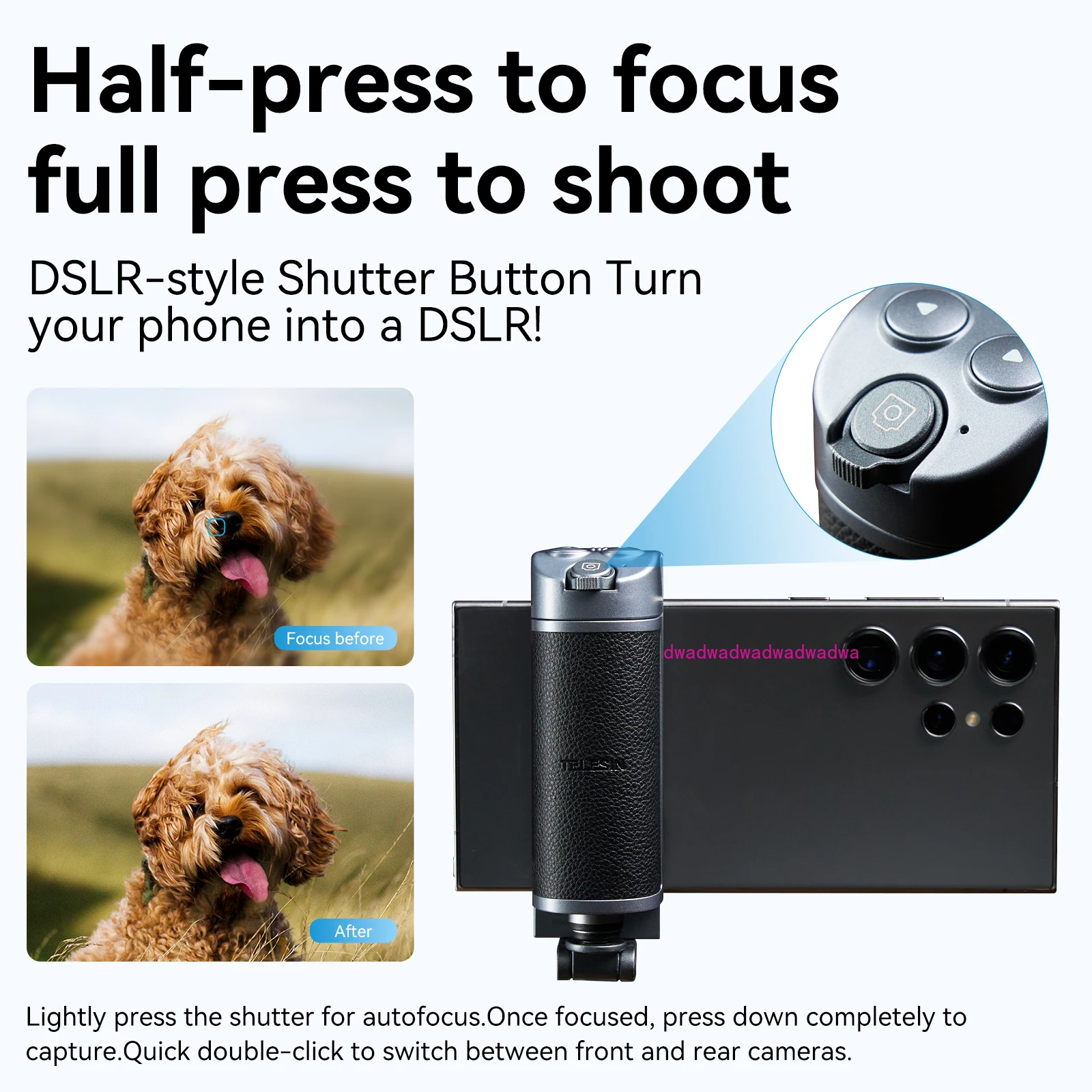 

Portable Phone Stand- TELESIN Phone Camera Grip Handle Holder Bluetooth-Compatible Remote Control Adapter Grip Holder Selfie