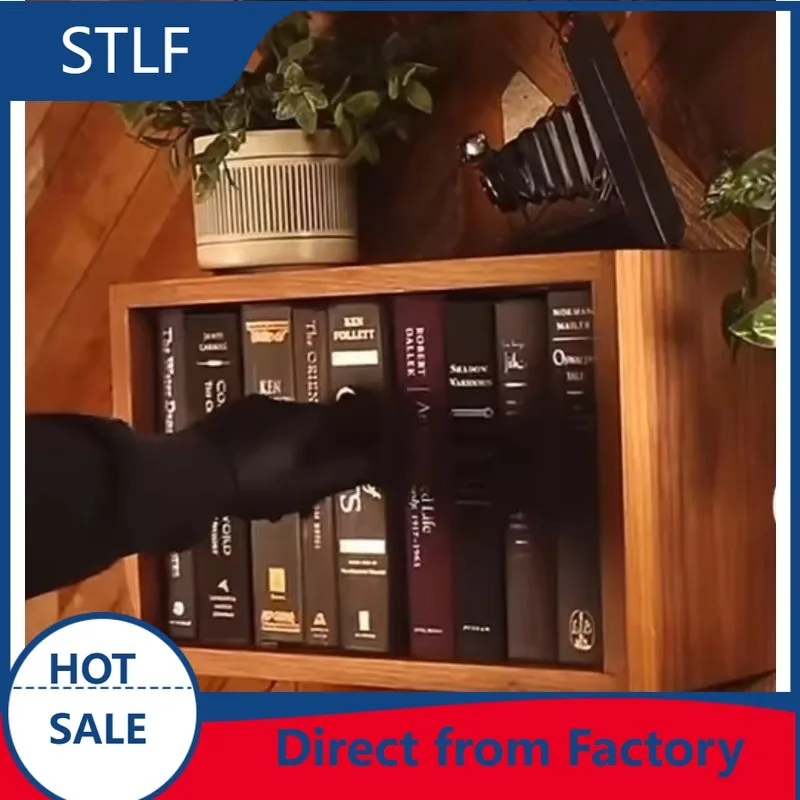 STLF Book Storage Little Library Organizer Shelf Literature Box Little Wood Cabinet Display Stand Disc Holder Book Rack