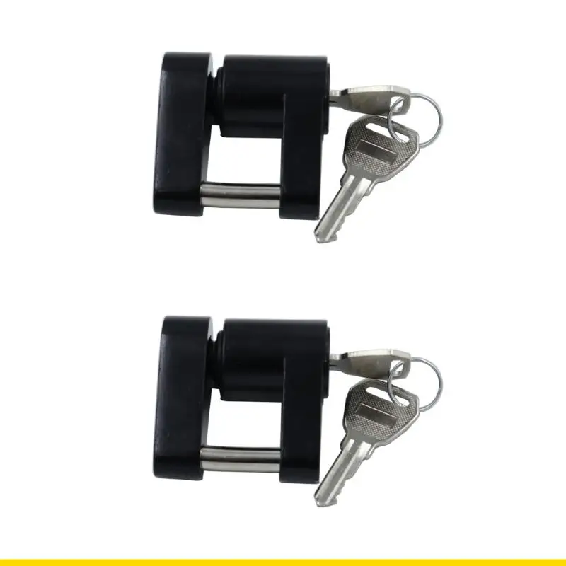 

SZCH Pack Of 2 Black 1/4 Inch Small Trailer Locks Metal Construction Anti Theft