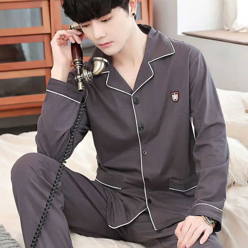 

Man Clothing Man Pajama Set Cotton Male Shirts Y2K Large Pajamas Sweatshirt Loose Bathrobe Fashion Homewear Leisure Autumn Pants