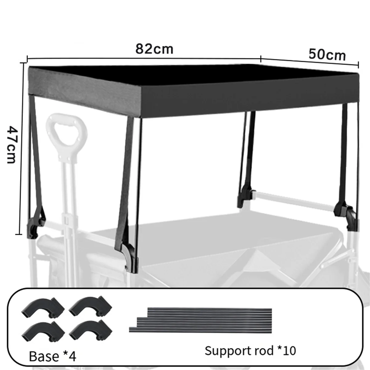 

A40T Removable Awning Canopy for Wagon Attachment Sun Shade Cover for 8 Inch Trolley Cart Tube PE Cloth Sun Shelters Black
