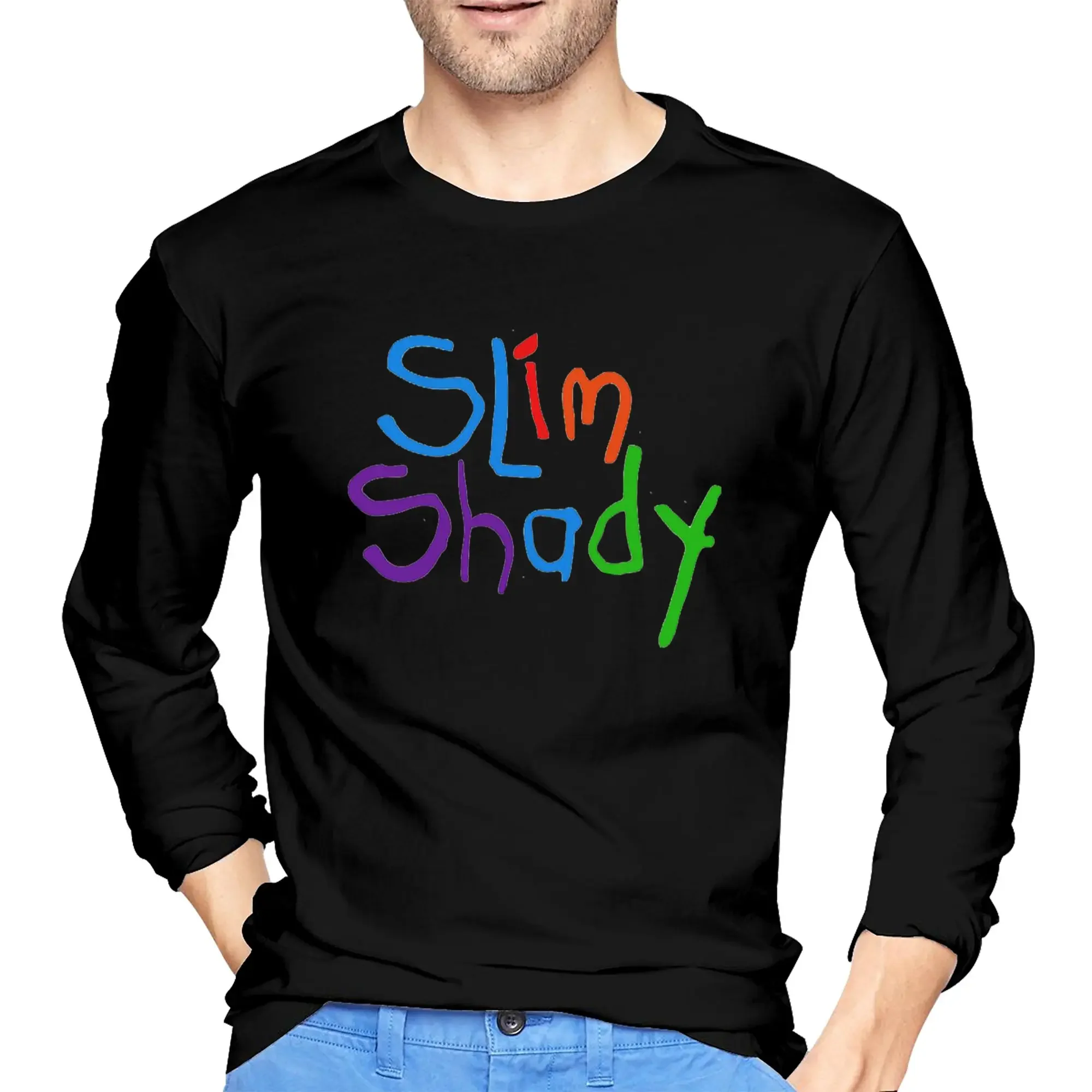 

The Death Of Slim Shady Eminem Men's Long Sleeved T-shirt Casual Round Neck T shirts Spring and Autumn Men tops