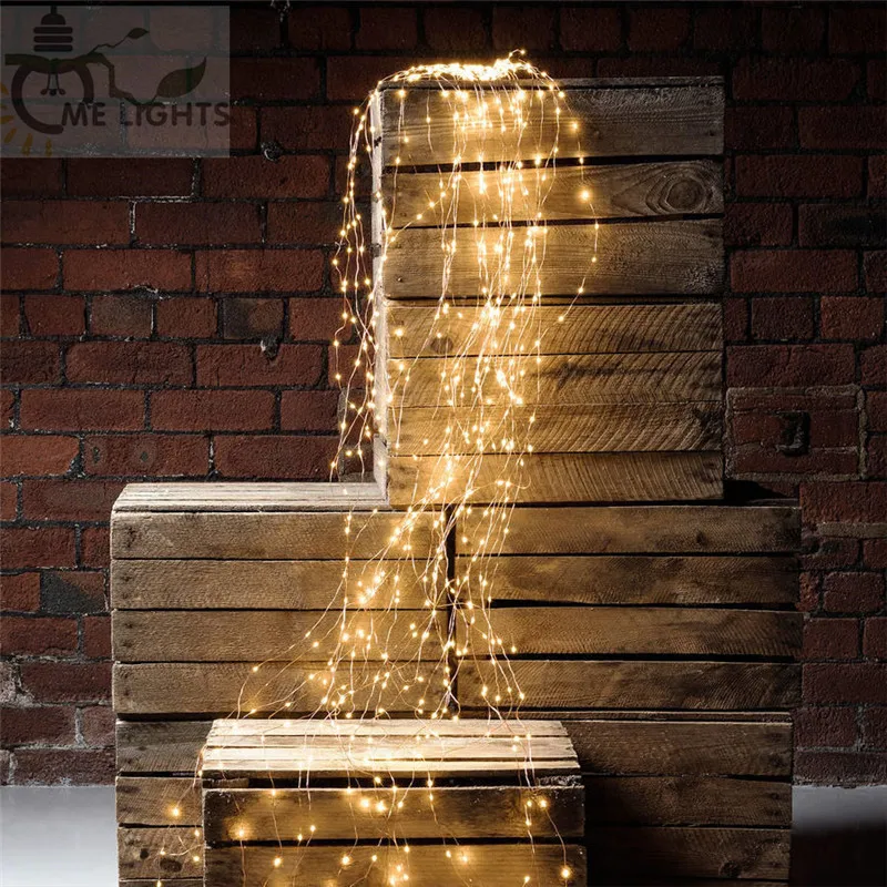 600 LEDs Vines Lights Copper Wire Waterfall led fairy string Lights Christmas Wedding Party Holiday Tree Decoration