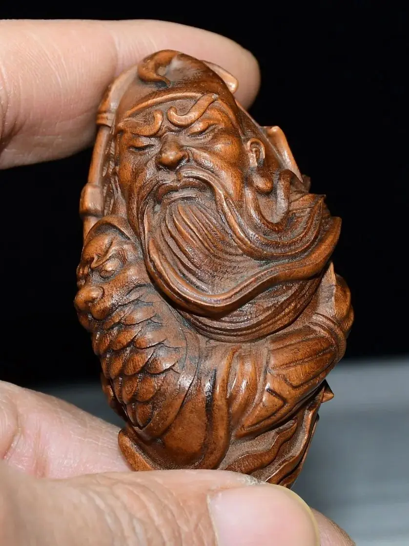 Exquisite Small Leaf Yellow Poplar Wood Guan Gong Home Desktop Decoration Landscape Small Ornament
