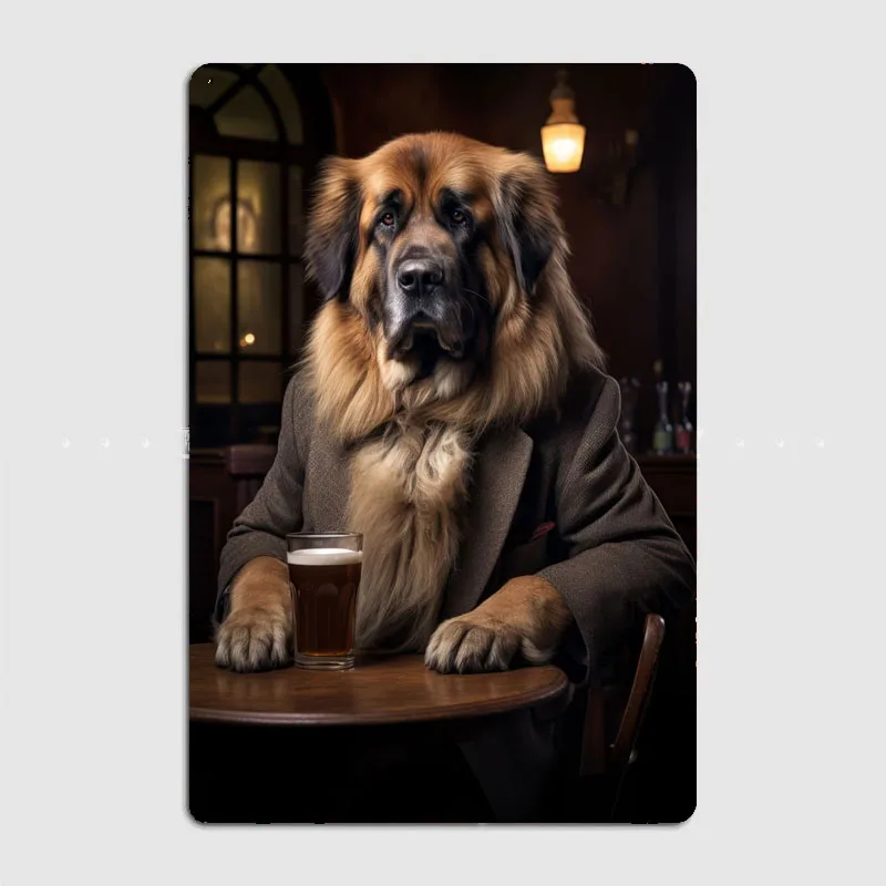 Dogs In The Pub Leonberger dog in the Metal Sign Poster Garage Bar Room Decor Living Custom Tin Vintage Home wall Decoration