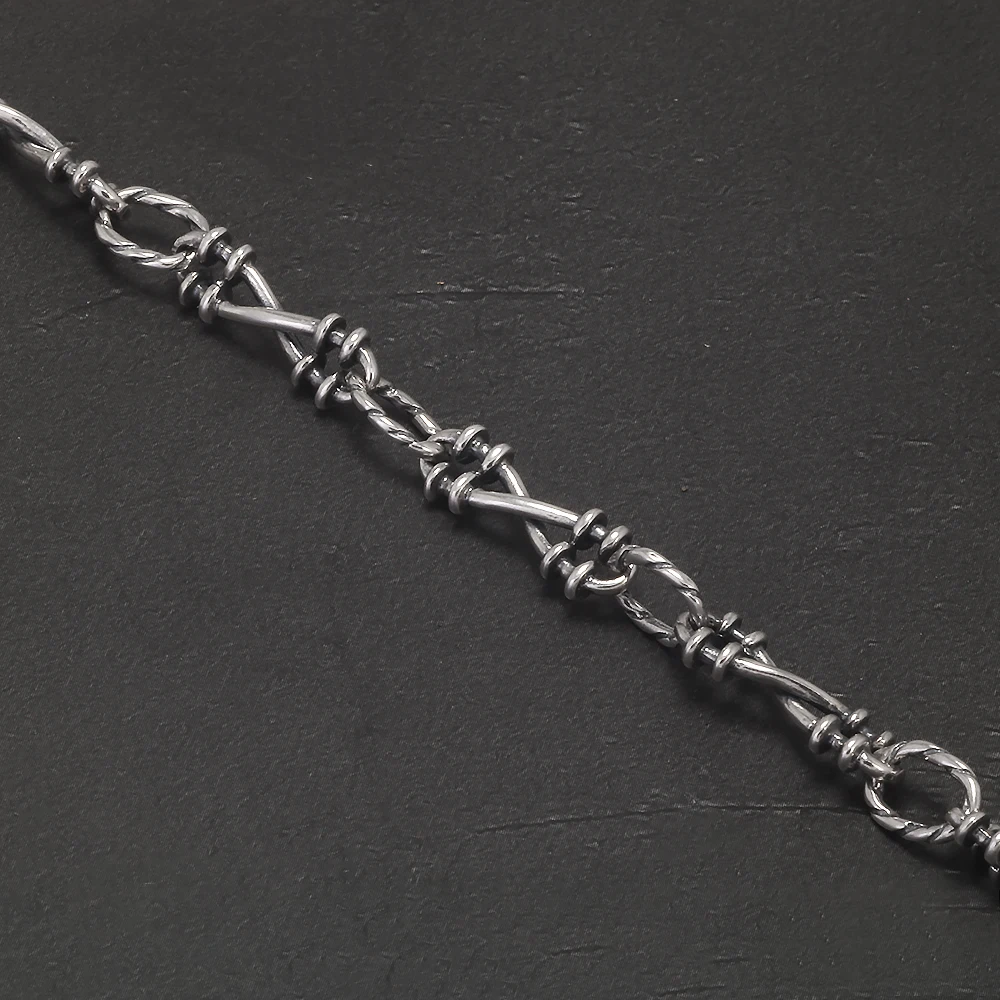 925 فضة القوطية الشوك سوار للرجال النساء الشرير الهيب هوب خمر 6 مللي متر سلسلة ربط سوار مجوهرات أنيقة هدية