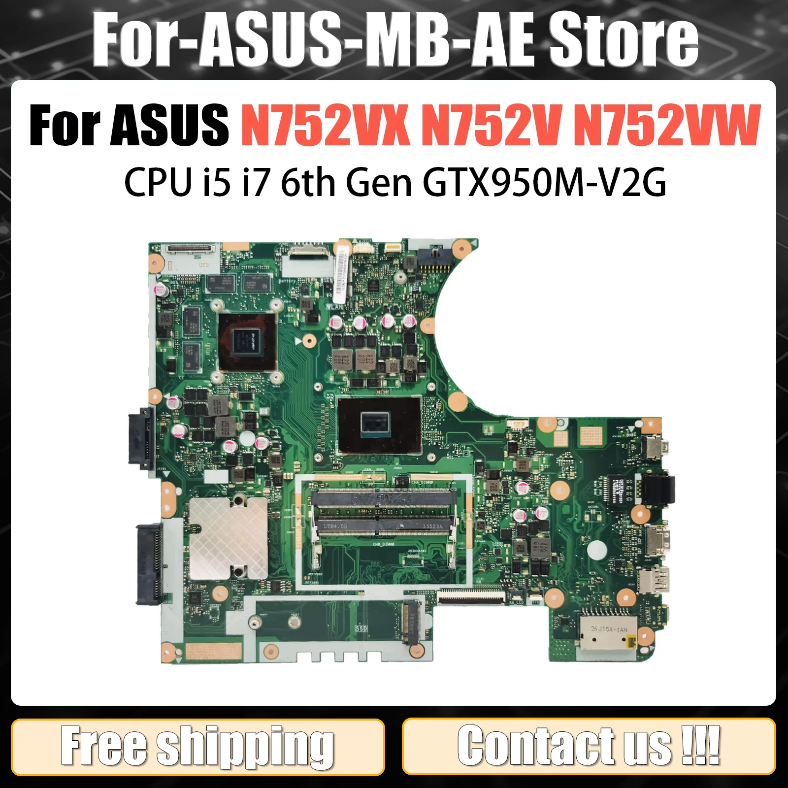 N752VX Notebook Moederbord Voor ASUS Vivobook N752V N752VX N752VW Laptop Moederbord Met i5-6300HQ i7-6700HQ CPU GTX950M