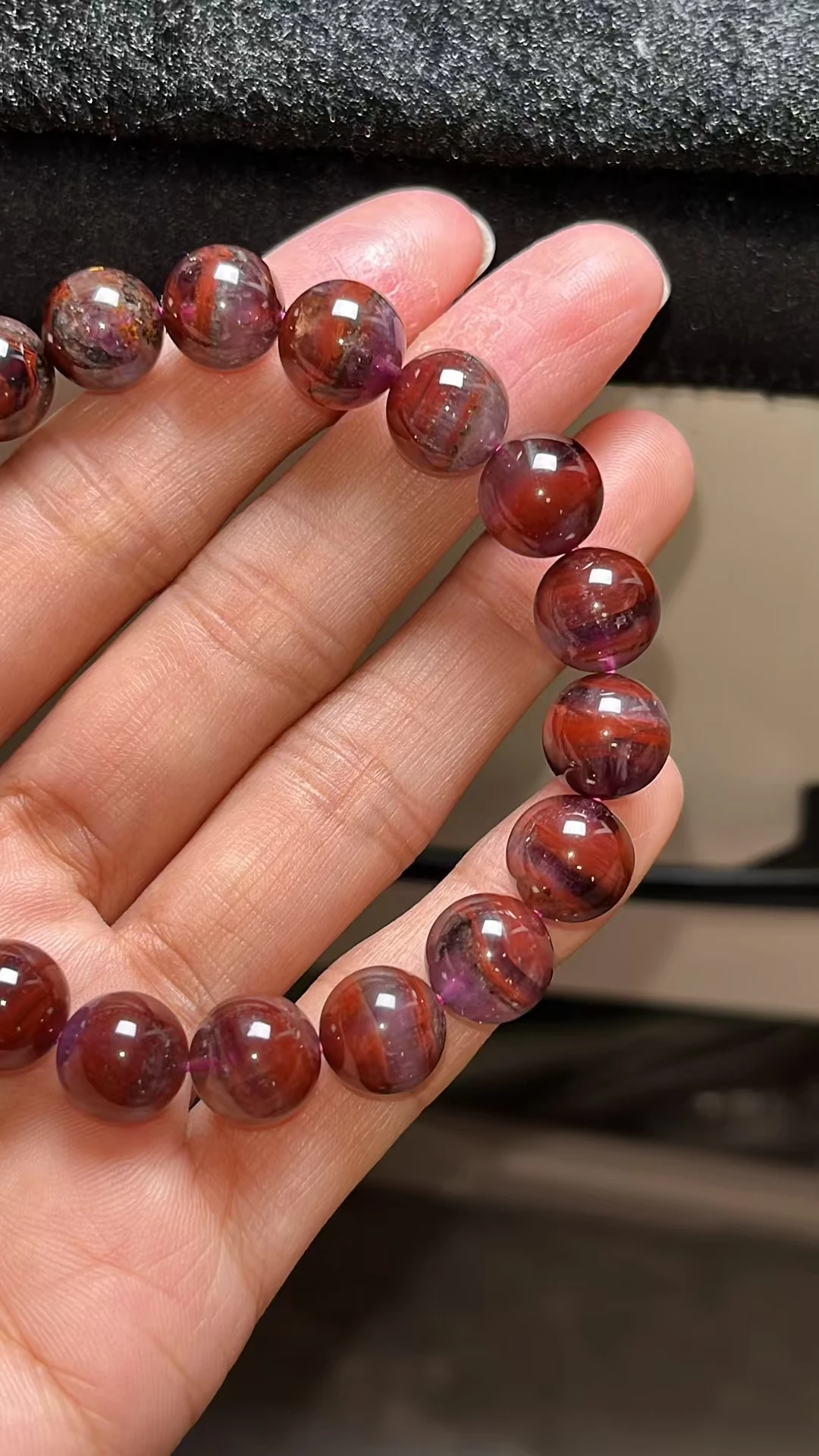 Natural Red Auralite 23 Cacoxenite Beads Eye Bracelet 10.2mm Rutilated Canada Gemstone Women Men Clear Round Beads Jewelry AAAAA