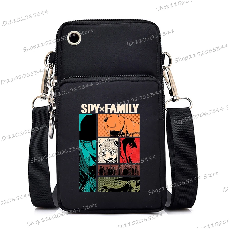 أنيمي جاسوس × الأسرة طباعة حقيبة الهاتف المحمول الصغيرة النساء الرجال الكرتون مضحك الهزلي أنيا مزور الكتف الحقيبة موضة حقائب كروسبودي